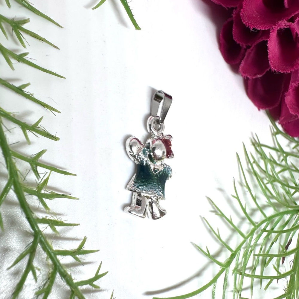NEW⚜️Waving Girl Enameled Pendant Charm - Picture 3 of 6
